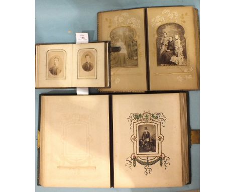 Approximately 90 Victorian cabinet cards and cartes de visite, mainly by Hearn, Plymouth and other portrait photographs, in t