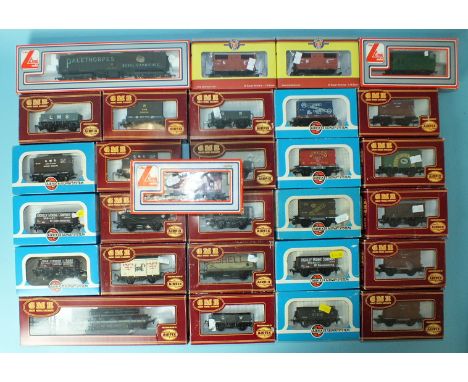 Airfix OO gauge, twenty-four wagons, three Lima wagons and two Oxford Rail wagons, (all boxed), (29).