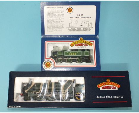 Bachmann OO gauge, 32-153A N Class 2-6-0 SR locomotive RN1821, 31-050 J72 Class 0-6-0T LNER tank engine RN8680, (both boxed),