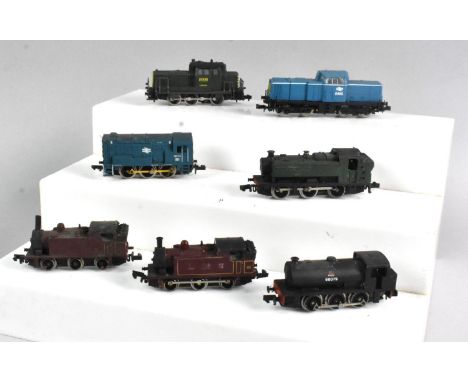 A Collection of Seven Unboxed N Gauge Tank Locomotives and Shunters, To Include Graham Farish J94