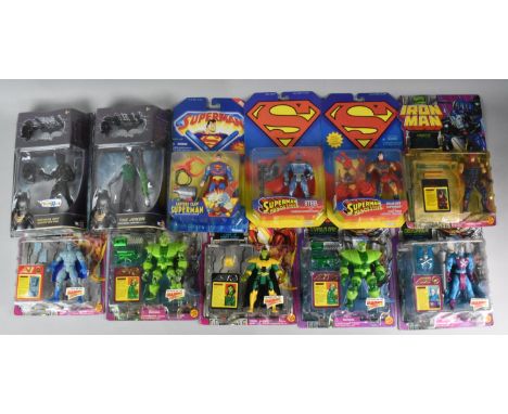 A Collection of Eleven Marvel Comic Superman and Batman Figures in Unopened Packs to include Toy Biz, Kenner and Mattel