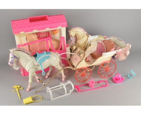 A Collection of Barbie Horse and Stable Toys 