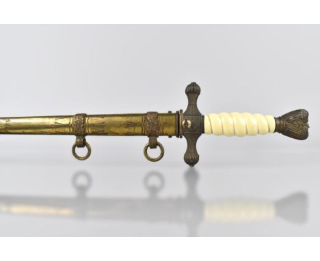 A WWII German Kriegsman Officers Dress Dagger by E&amp;F Horster Solingen with Brass Eagle Pommel (Loss to Head) to White Cel