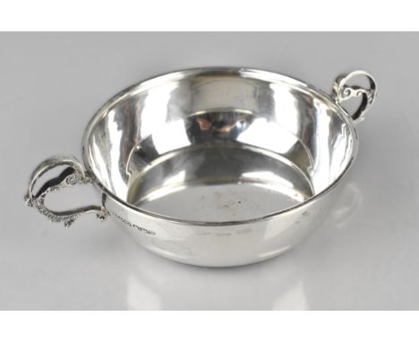 A George V Silver Twin Handled Bowl by E J Gallichan &amp; Co. Ltd, with Scrolled Celtic Zoomorphic Style Handles, 98g, Sheff