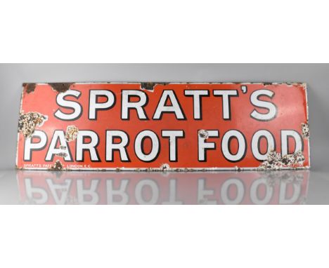 A Vintage Enamel Sign for Spratt's Parrot Food, 102x30cm