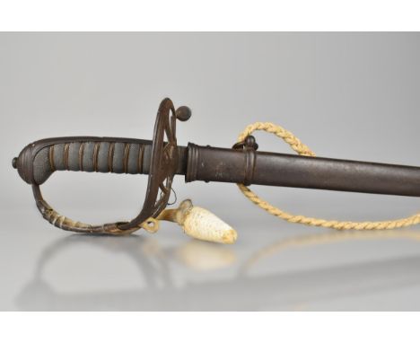 An 1827 Pattern Rifle Regiment Officers Sword with Shagreen and Wire Handle to Strung Bugle Hilt, the Fullered Blade with Mak
