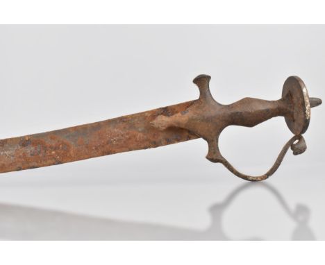 A 19th Century Indian Talwar Curved Bladed Sword, with Scabbard (Various Condition to Scabbard and Sword Somewhat Rusted)
