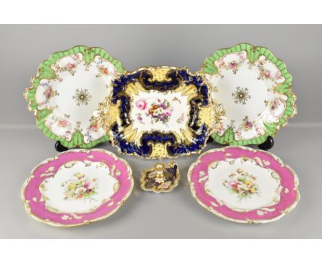 A Collection of Various 19th Century Porcelain to Comprise Twin Handled Dish, Probably Coalport, Hand Painted with Floral Gar