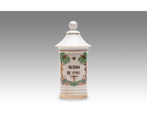 19th century | height: 27 cm | country: Spain | condition: good | provenance: private pharmacy museum | Albarello faience pot