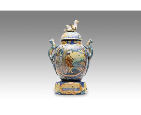 20th century | height: 53 cm | country: Italy | condition: good | provenance: private pharmacy museum | Albarello faience pot