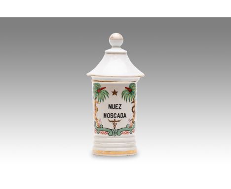 19th century | height: 27 cm | country: Spain | condition: good | provenance: private pharmacy museum | Albarello faience pot