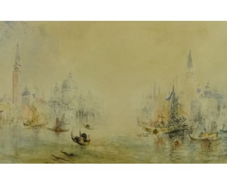 After J M W Turner (British 1775-1851): Venice, 19th century watercolour and pastel bears initials 17cm x 27cm