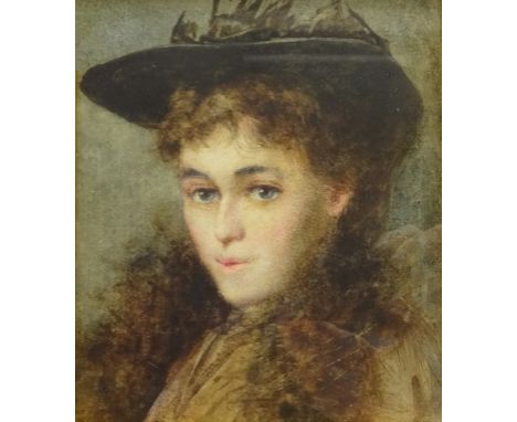 Attrib. Henry Jones Thaddeus (British 1860-1929): Portrait of a Young Woman, watercolour unsigned 17cm x 14cm