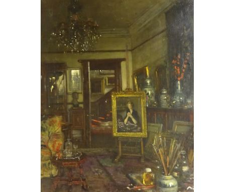Frederick William Elwell (British 1870-1958): 'A Corner of my Studio Bar House Beverley', oil on panel signed, titled verso 7