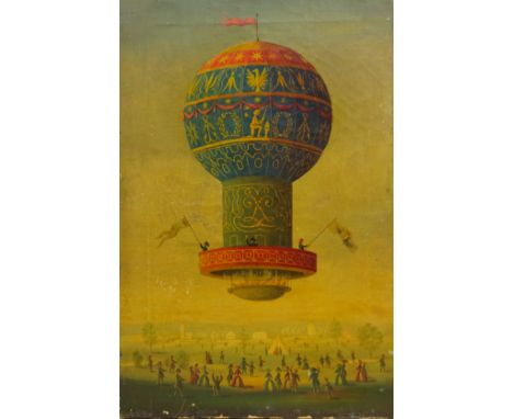 R Lemnino (Late 19th century): Early Ballooning Study, oil on canvas indistinctly signed 53cm x 36cm (unframed) Condition Rep