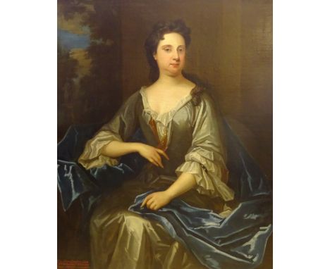 Attrib. Charles d' Agar (French 1669-1723): 'Frances Russell 1638-1721' - Full length portrait of the 4th daughter of Oliver 