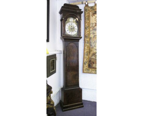 MARK JACOB LONDON LONGCASE CLOCK, George I walnut cased with blind fretwork and turned columns to the hood, approx 241cm H x 