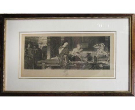 AFTER LAWRENCE ALMA-TADEMA 'Roman banquet', engraving by Leopold Lowenstam, with engraver's signature and vignette tail-piece