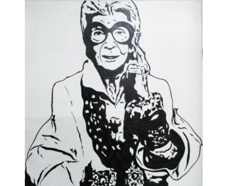 IRIS APFEL, 1921 - present, oil on canvas, self portrait, 120cm x 100cm.
