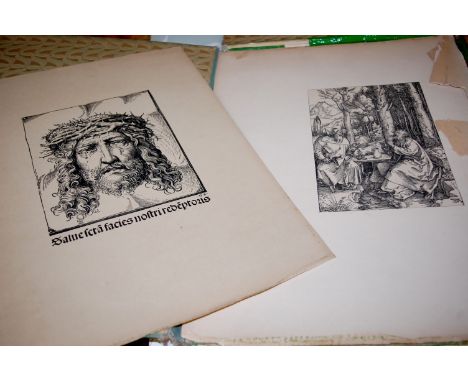 German folio to include prints, Albrecht Durer print, English watercolour etc