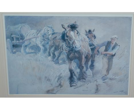 George Soper - Shire horses, limited edition print numbered in pencil to the margin  108x200