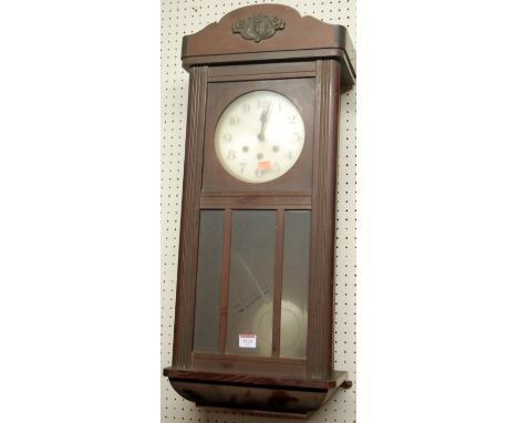 A 1930s walnut drop trunk wall clock Condition Report / Extra Information In working order when wound.