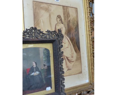 HENRY LACEY (19TH.C.) MONOCHROME PORTRAIT OF A LADY, WATERCOLOUR SIGNED AND DATED 1867. 44x31.5cms TOGETHER WITH A PHOTOGRAPH