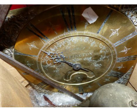 AN 18TH.C.OAK CASED 30 HOUR LONGCASE CLOCK WITH BRASS DIAL SIGNED PLIMER, WELLINGTON.