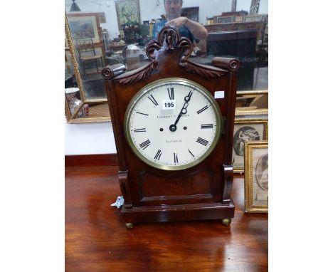 A large Wm.IV. mahogany cased bracket clock with dial signed Hardley & Moore, London. Twin train fusee movement striking on a