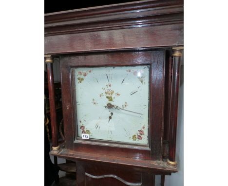 AN OAK CASED 30 HOUR LONGCASE CLOCK WITH 12 INCH PAINTED DIAL TOGETHER WITH A FURTHER 30 HOUR MOVEMENT AND PAINTED DIAL.