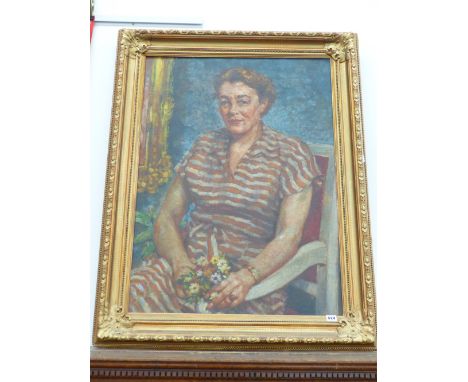 VACLAV KREISINGER (CZECH 1885-1956 ) PORTRAIT OF A LADY SIGNED AND DATED 1951, OIL ON CANVAS.   93x68cms. personal present fr