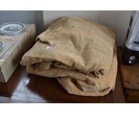 A pair of vintage raw silk curtains 