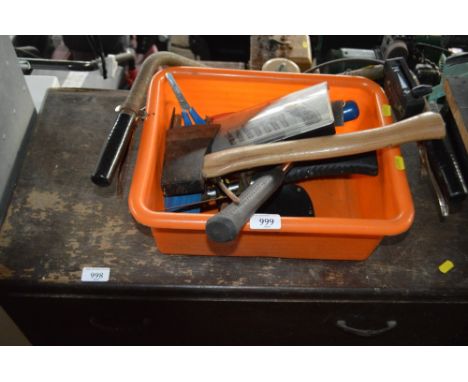 A box of various hand tools 