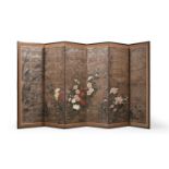 A Japanese Rimpa school six-fold byobu or floor standing screen