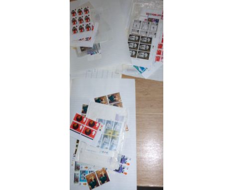 GB:  a selection of QEII commemoratives 1967-1973, in gutter blocks and others, with some traffic light examples