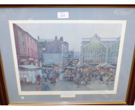 Bob Richardson:  The Market Stockport, limited edition print, framed; 3 others
