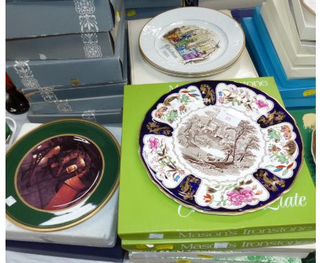 Eight Mason's Ironstone famous ships plates, boxed; 7 Mason's Christmas plates; 4 Royal Worcester Christmas plates