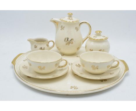 Villeroy and Boch Mettlach pottery tea for 2 set to consist of 2 cups, 2 saucers, tea / coffee pot, milk, sugar and large tra