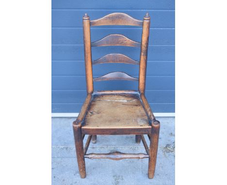 Georgian (or similar) ladder back country chair, some damages, 94cm tall.  