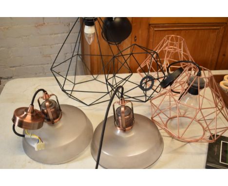 A good collection of modern interior design industrial style light fittings (untested) (6).  Collection only.