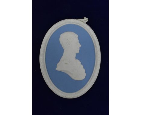 Cased Wedgwood Blue Jasperware portrait medallion HRH The Prince of Wales, limited edition with certificate.  In good conditi