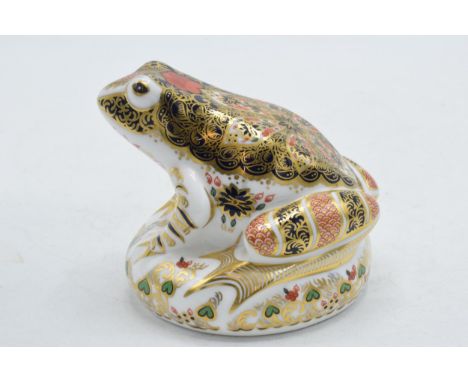 Royal Crown Derby paperweight in the form of an Imari Frog, limited edition. First quality with stopper.  In good condition w