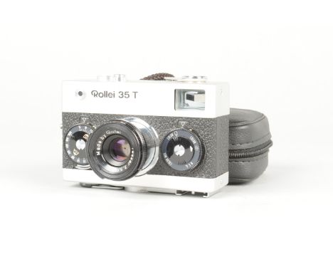 A Rollei 35 T Compact Camera, chrome, made in Singapore, serial no 6298919, shutter slugggish on slow speeds, meter responsiv