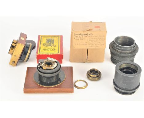 Godfrey Batting's Patent Focusing Lens Holder,  with eight various threaded lens holders, three cylindrical adjuster-tube too