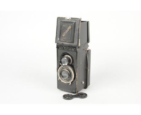 A Cornu Ontoflex Model B TLR Camera, circa 1936, marked Cornu Breveté S,G,D,G, serial no 8208 on film back mount, body G, bra