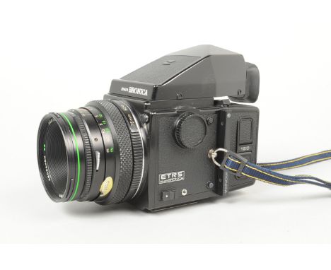 A Zenza Bronica ETRS Camera Outfit, serial no 7112729, shutter working, body G-VG, light marks to base, with ETR 120 back, sl