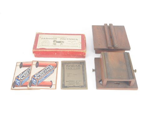 Various Accessories and Parts,  quantity including mahogany and pine retouching desk, Beresford 'Paragon Focusser', with leat