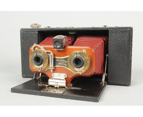 A Kodak No 2 Stereo Brownie Model A Roll Film Camera,  serial no. 8567, patent 1903, body G, shutters working