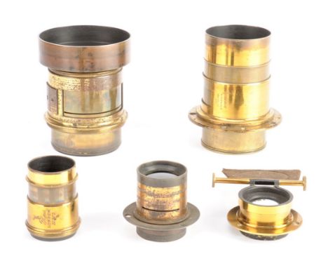 Ross Brass Lenses,  17in 'No 5 Actinic Triplet', with Waterhouse-stop slot, serial no 10858, with lens flange, late 1860s, bo