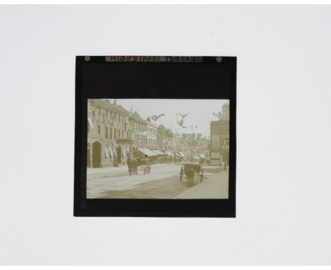 Godfrey Batting (1890-1971) Photographic 3¼in sq Magic Lantern Slides,  Kent and Sussex interest including High Street, Tonbr
